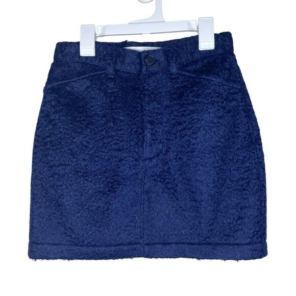 Susana Monaco Fluffy Knit Mini Skirt in Navy Small - Picture 1 of 7